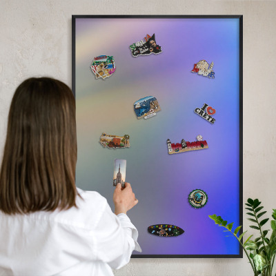 Metalen bord voor magneten met zwarte lijst Subtiele kleurovergang