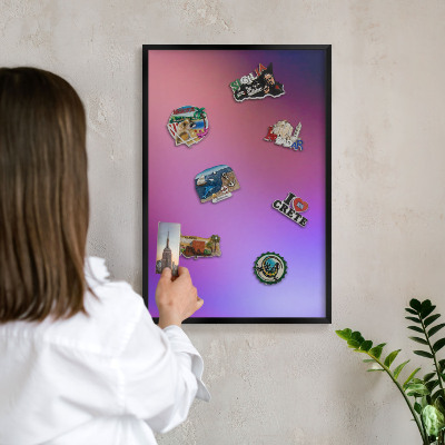 Wandbord voor magneten in een zwarte lijst Kleuren van harmonie