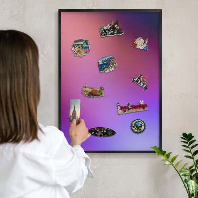 Wandbord voor magneten in een zwarte lijst Kleuren van harmonie