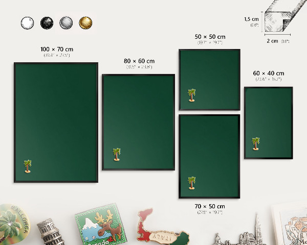 Wandbord voor magneten in een zwarte lijst Flesgroen