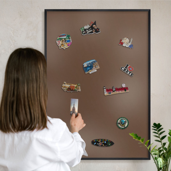 Wandbord voor magneten in een zwarte lijst Kastanjebruin