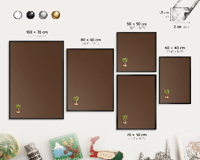 Wandbord voor magneten in een zwarte lijst Kastanjebruin