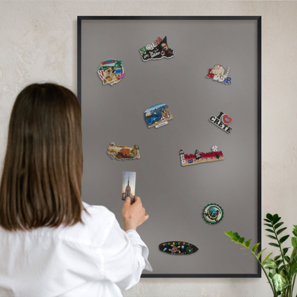 Wandbord voor magneten in een zwarte lijst Donkergrijs