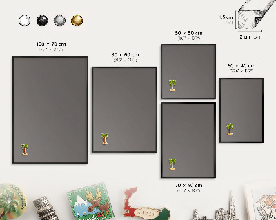 Wandbord voor magneten in een zwarte lijst Donkergrijs