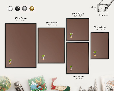 Wandbord voor magneten in een zwarte lijst Bruine kleur