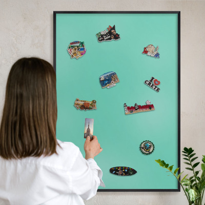 Wandbord voor magneten in een zwarte lijst Sterke munt