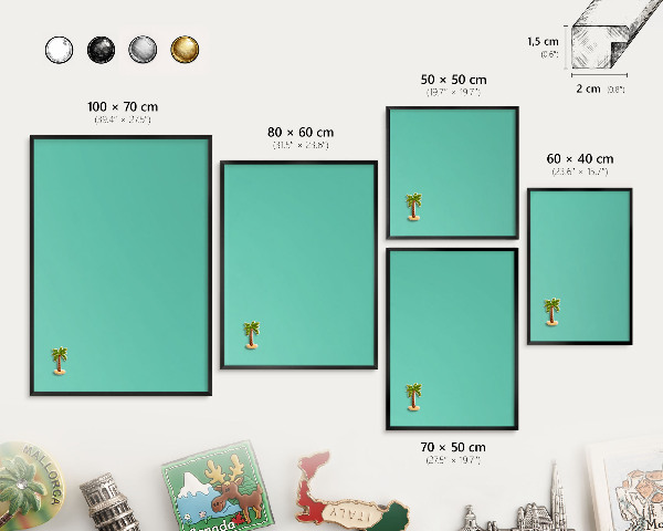 Wandbord voor magneten in een zwarte lijst Sterke munt