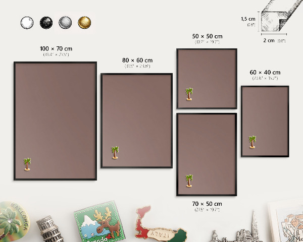 Wandbord voor magneten in een zwarte lijst Pastelbruin