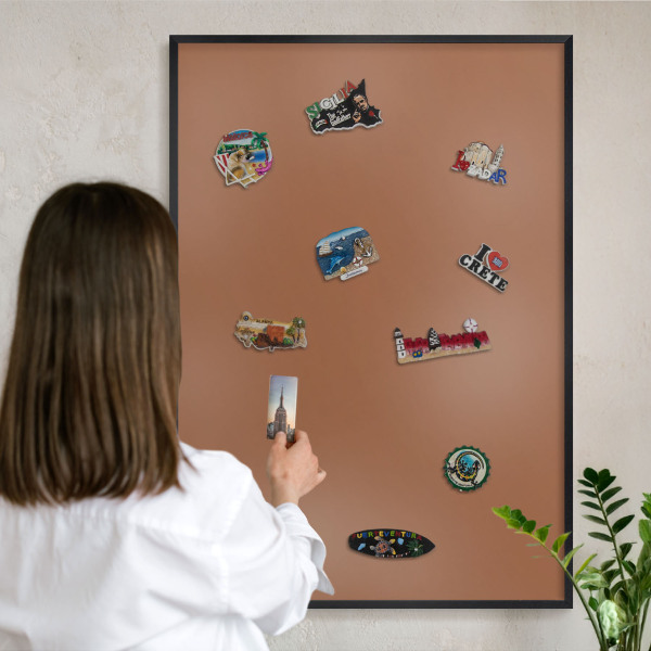 Wandbord voor magneten in een zwarte lijst Donkeroranje