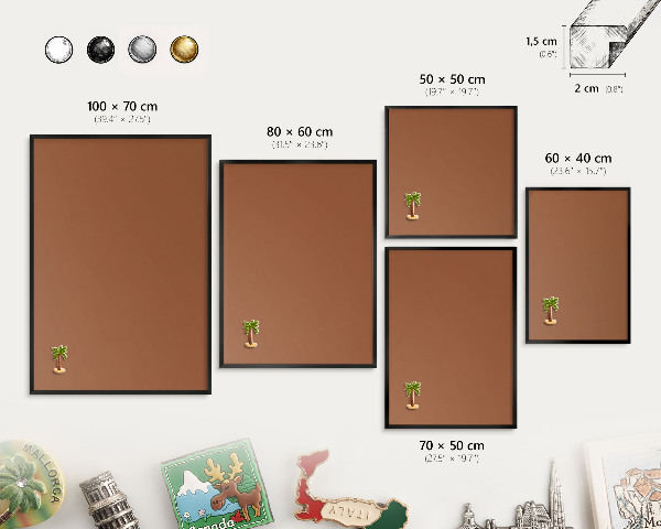 Wandbord voor magneten in een zwarte lijst Donkeroranje