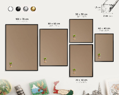 Wandbord voor magneten in een zwarte lijst Warm lichtbruin