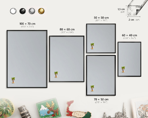 Wandbord voor magneten in een zwarte lijst Lichtgrijs