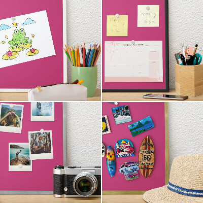 Wandbord voor magneten in een zwarte lijst Intens roze