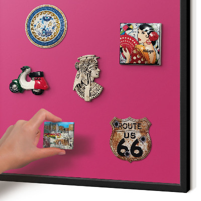 Wandbord voor magneten in een zwarte lijst Intens roze