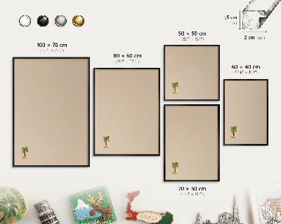 Metalen bord voor magneten met zwarte lijst Beige-oranje