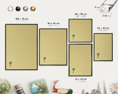 Wandbord voor magneten in een zwarte lijst Vintage geel