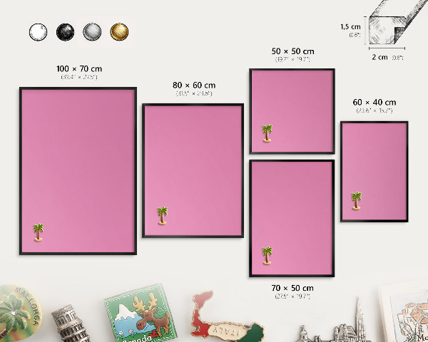 Wandbord voor magneten in een zwarte lijst Koel roze