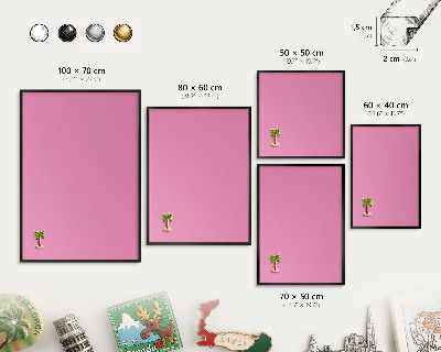 Wandbord voor magneten in een zwarte lijst Koel roze