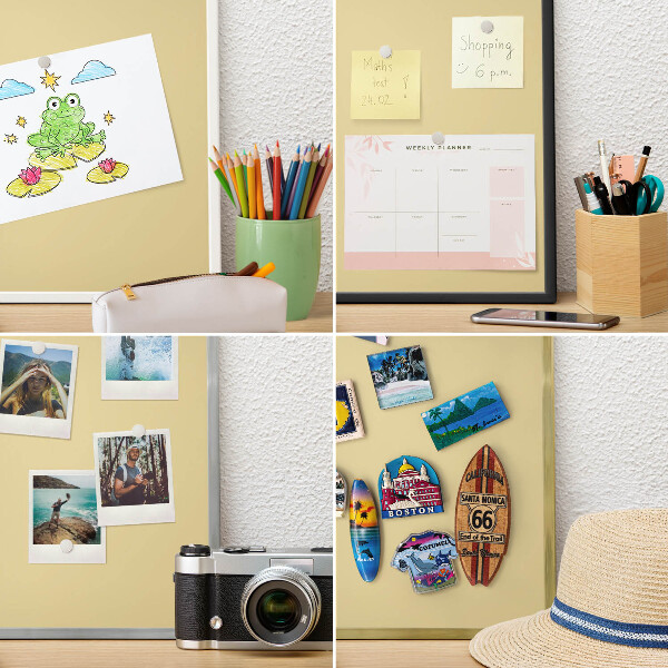 Wandbord voor magneten in een zwarte lijst Beige-geel