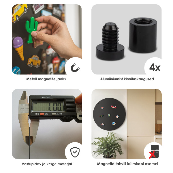Magneetbord voor souvenir magneten ronde zwarte uitvoering