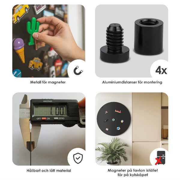 Magneetbord voor souvenir magneten ronde zwarte uitvoering