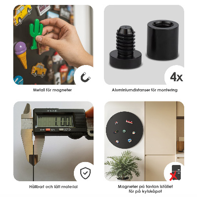 Magneetbord voor souvenir magneten ronde zwarte uitvoering