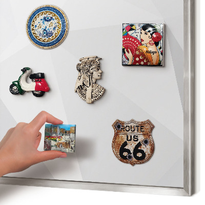 Magneetbord voor souvenir magneten met zilveren lijst Witte geometrie
