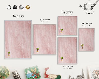 Magneetbord voor souvenir magneten met zilveren lijst Roze textuur