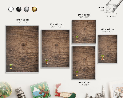 Magneetbord voor souvenir magneten met zilveren lijst Houtstructuur