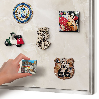 Decoratief metalen magneetbord in een zilveren lijst Beige marmer