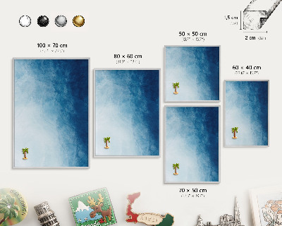 Decoratief metalen magneetbord in een zilveren lijst Blauwe abstracties