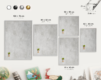 Decoratief metalen magneetbord in een zilveren lijst Grijze elegantie