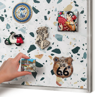 Decoratief metalen magneetbord in een zilveren lijst Dynamische patronen