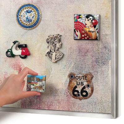 Magneetbord voor souvenir magneten met zilveren lijst Pastel abstractie