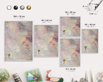 Magneetbord voor souvenir magneten met zilveren lijst Pastel abstractie