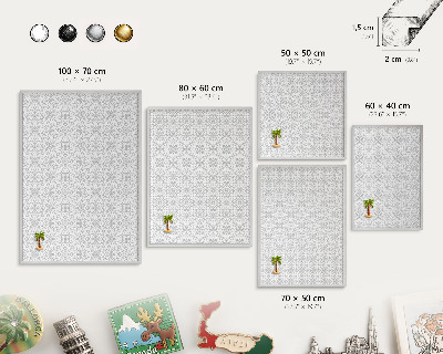 Decoratief metalen magneetbord in een zilveren lijst Geometrische symmetrie