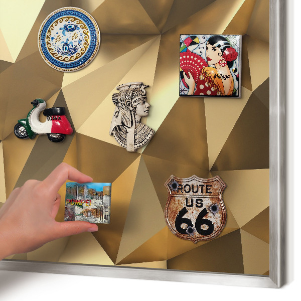Magneetbord voor souvenir magneten met zilveren lijst Warme geometrie