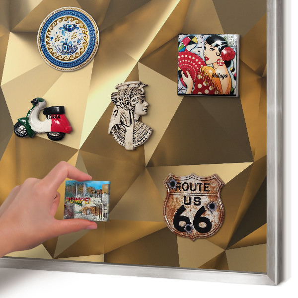 Magneetbord voor souvenir magneten met zilveren lijst Warme geometrie