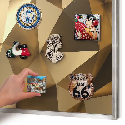 Magneetbord voor souvenir magneten met zilveren lijst Warme geometrie