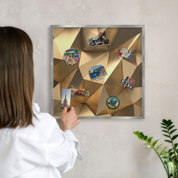 Magneetbord voor souvenir magneten met zilveren lijst Warme geometrie