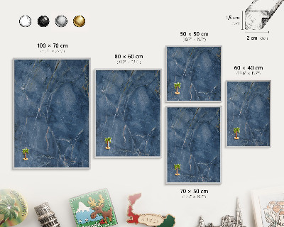 Decoratief metalen magneetbord in een zilveren lijst Marmeren elegantie