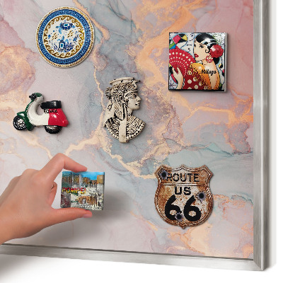Magneetbord voor souvenir magneten met zilveren lijst Kleurrijke abstractie
