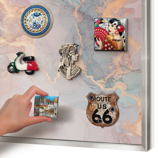 Magneetbord voor souvenir magneten met zilveren lijst Kleurrijke abstractie
