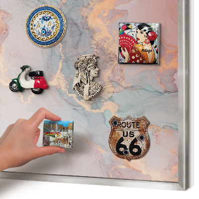 Magneetbord voor souvenir magneten met zilveren lijst Kleurrijke abstractie
