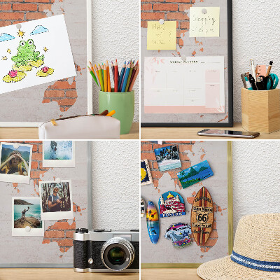 Decoratief metalen magneetbord in een zilveren lijst Bakstenen plattegrond