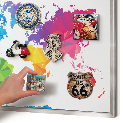 Magneetbord voor souvenir magneten met zilveren lijst Kleurenkaart