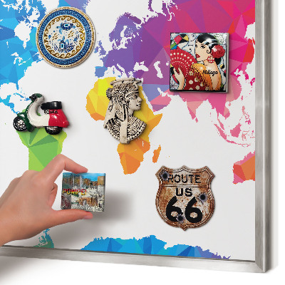 Magneetbord voor souvenir magneten met zilveren lijst Kleurenkaart
