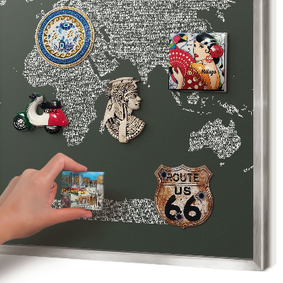 Decoratief metalen magneetbord in een zilveren lijst Tekstkaart
