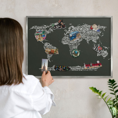 Decoratief metalen magneetbord in een zilveren lijst Tekstkaart