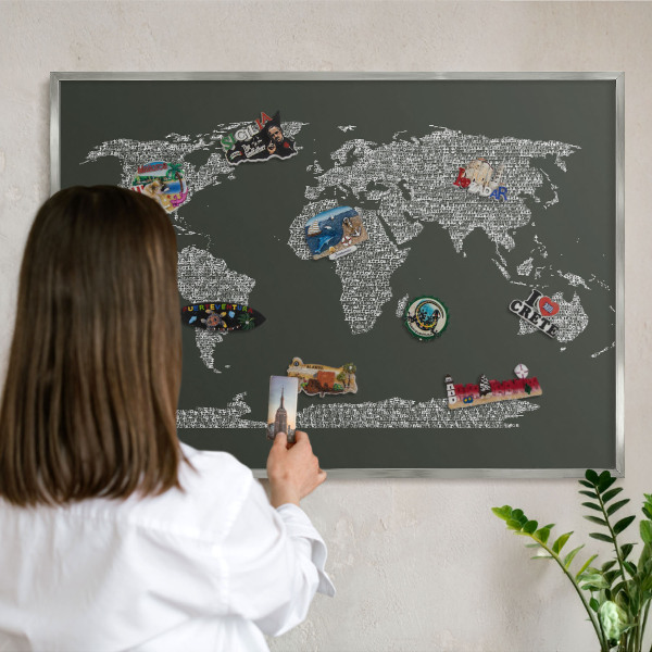 Decoratief metalen magneetbord in een zilveren lijst Tekstkaart
